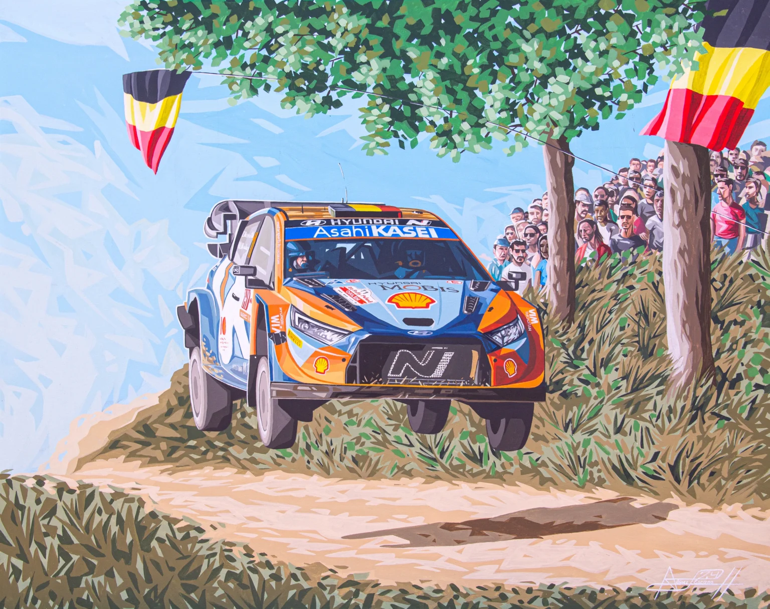 Encargo personalizado acrílico sobre lienzo con envío internacional. Neuville en el rally Centro de Europa