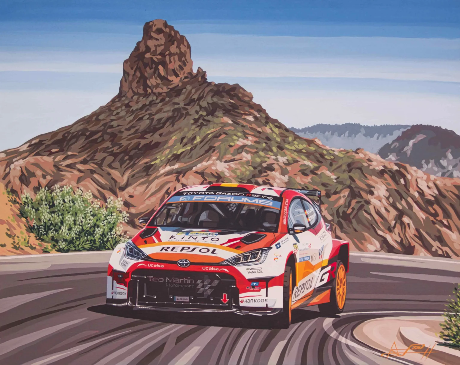 Obra de arte rally WRC Rally 2 Toyota GR Yaris Rally Islas Canarias