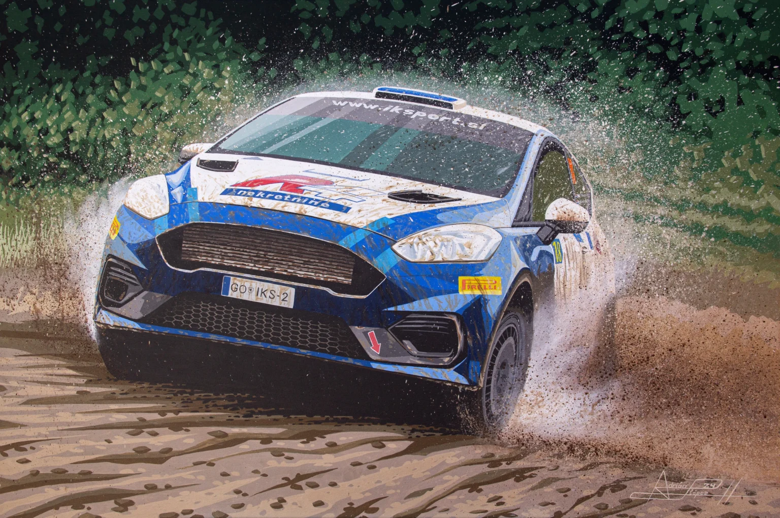 Encargo personalizado de esta obra de arte de un Rally 3 Ford Fiesta M-Sport