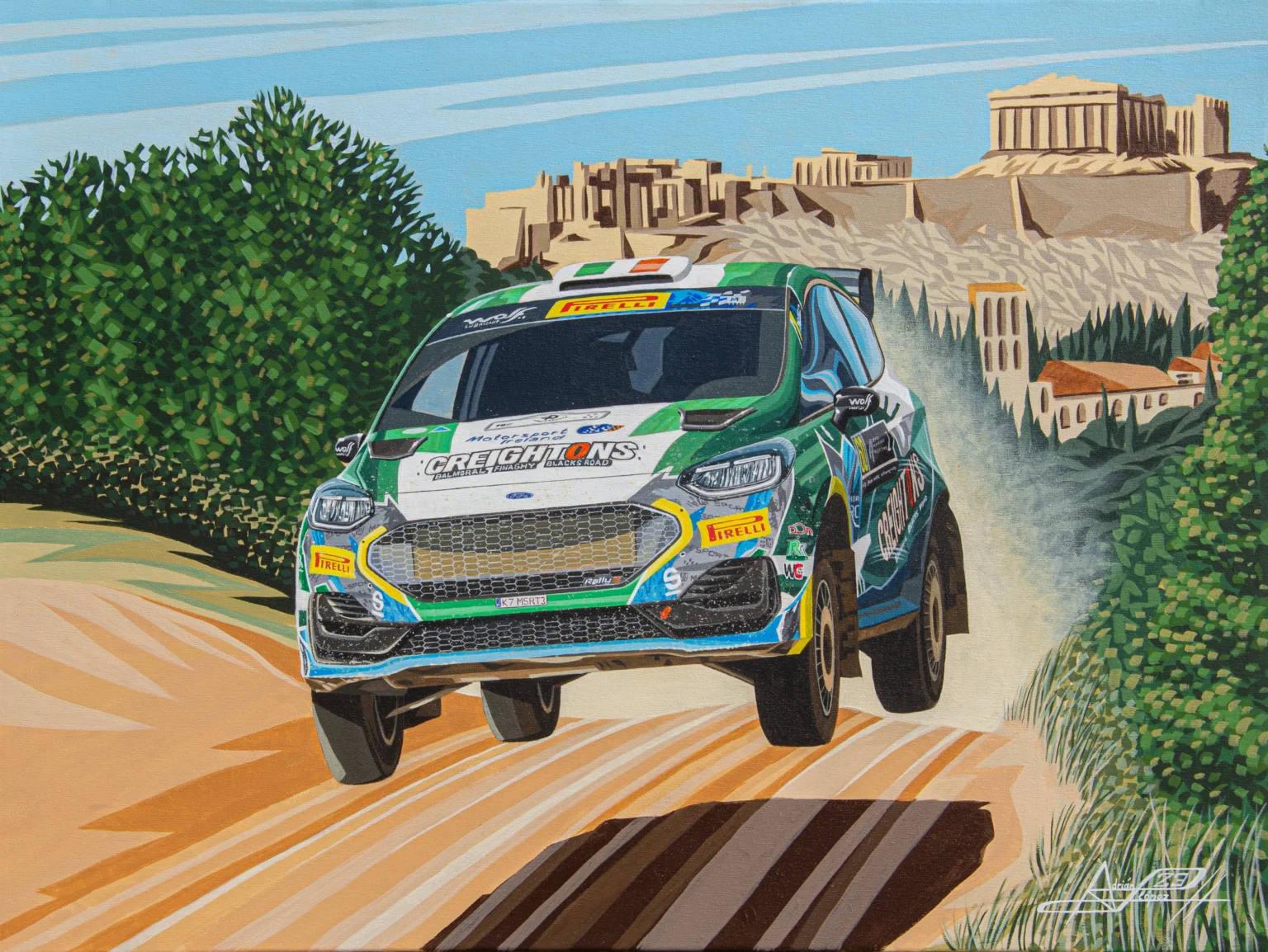 Encargo rally de grecia Motorsport Ford obra de arte personalizada