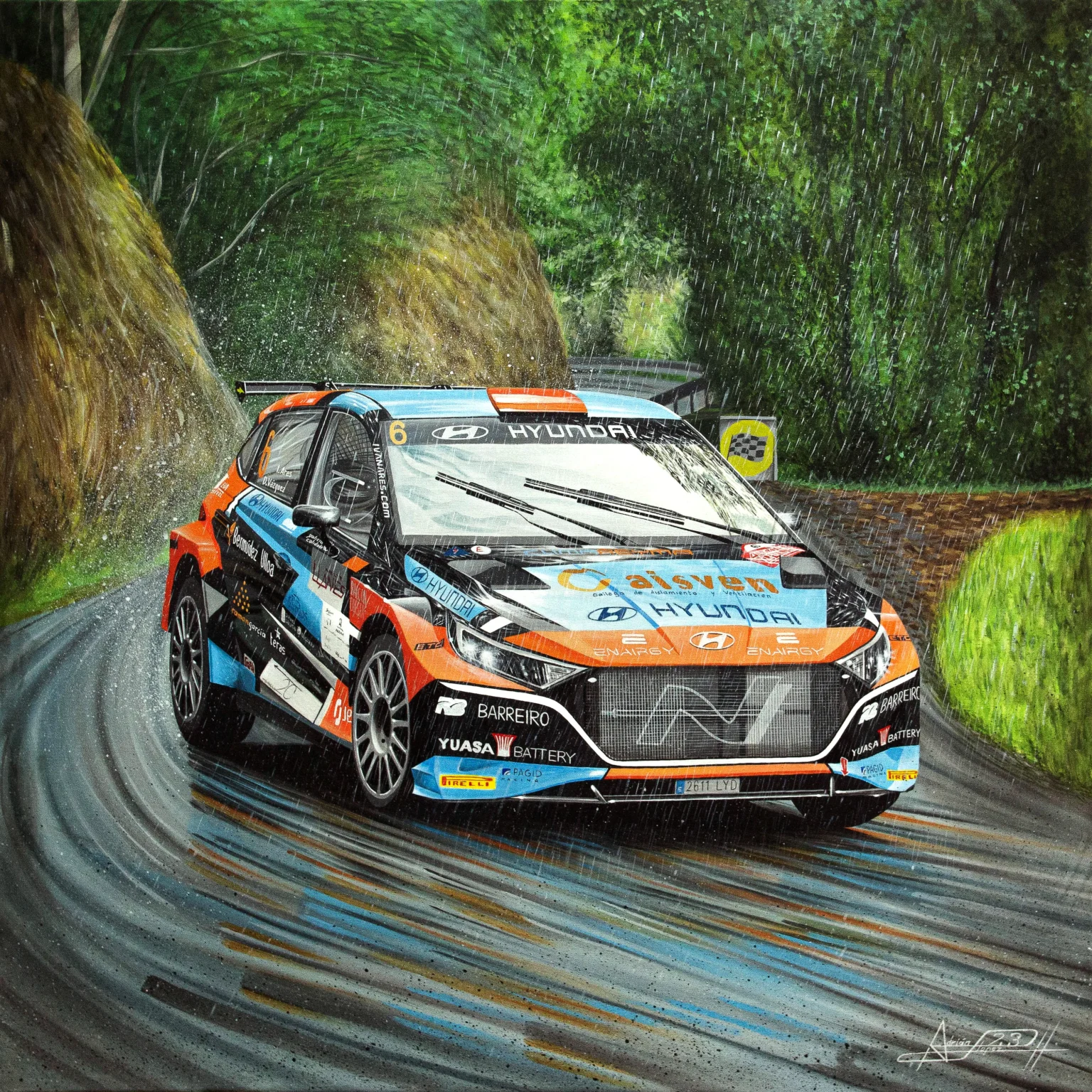 Rally de llanes obra de arte galeria de arte encargo personalizado Rally Hyundai
